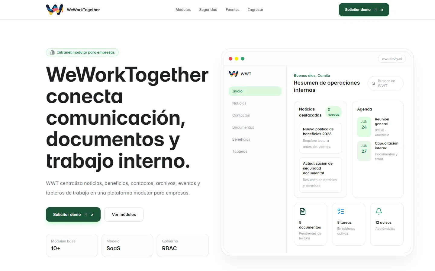 Vista pública ilustrativa del workspace de We Work Together