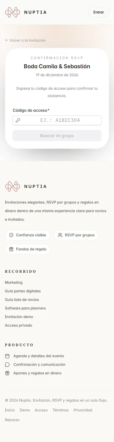 Confirmación de asistencia familiar en Nuptia